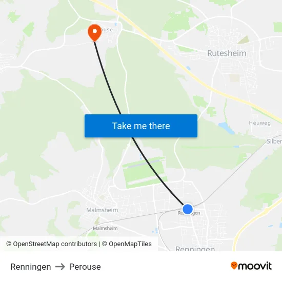 Renningen to Perouse map
