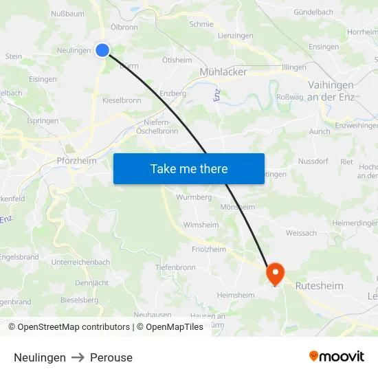 Neulingen to Perouse map