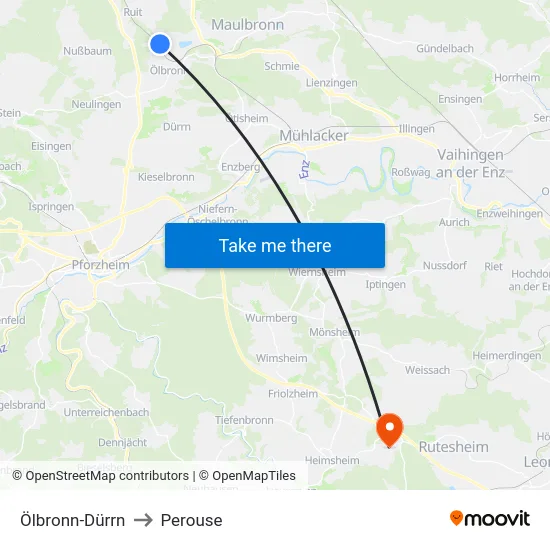 Ölbronn-Dürrn to Perouse map