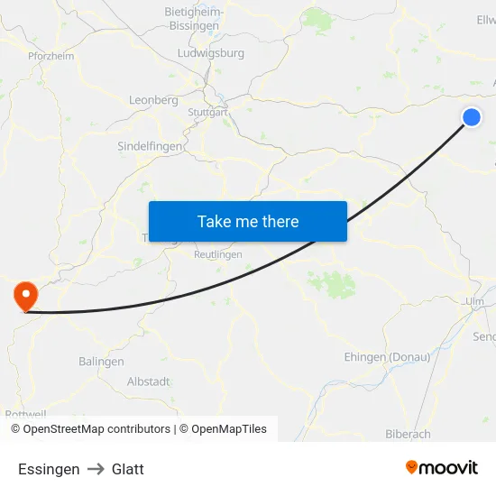 Essingen to Glatt map