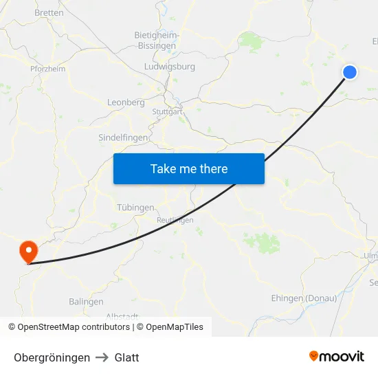Obergröningen to Glatt map