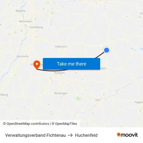 Verwaltungsverband Fichtenau to Huchenfeld map