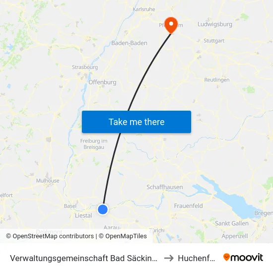 Verwaltungsgemeinschaft Bad Säckingen to Huchenfeld map