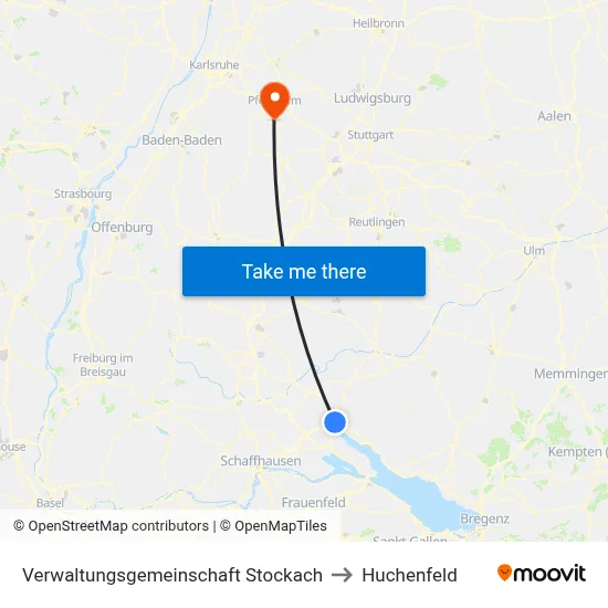 Verwaltungsgemeinschaft Stockach to Huchenfeld map