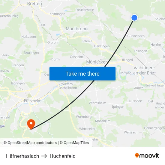 Häfnerhaslach to Huchenfeld map