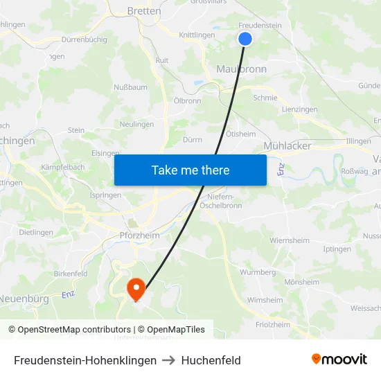 Freudenstein-Hohenklingen to Huchenfeld map