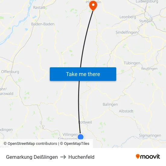 Gemarkung Deißlingen to Huchenfeld map