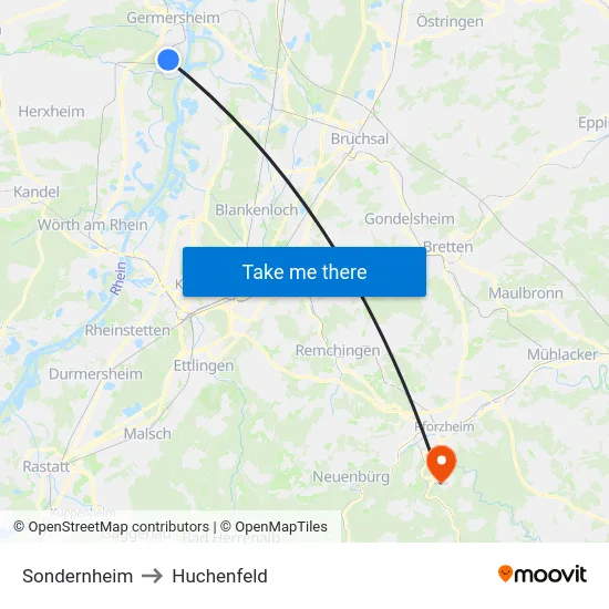 Sondernheim to Huchenfeld map