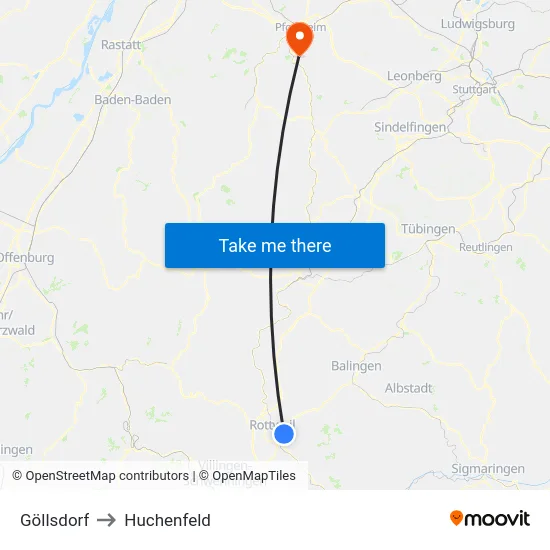 Göllsdorf to Huchenfeld map