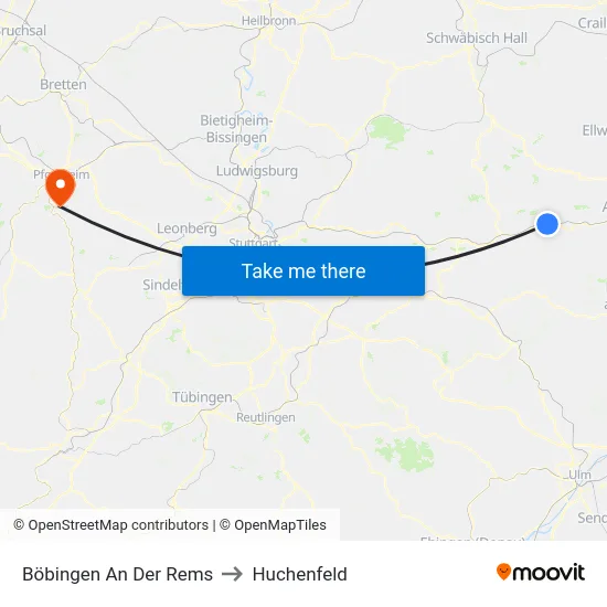 Böbingen An Der Rems to Huchenfeld map