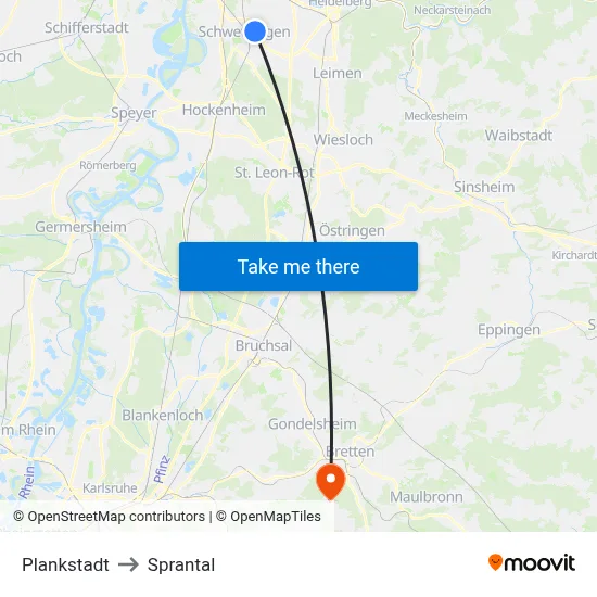 Plankstadt to Sprantal map