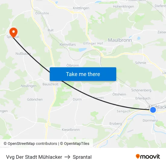 Vvg Der Stadt Mühlacker to Sprantal map