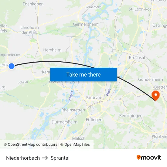 Niederhorbach to Sprantal map