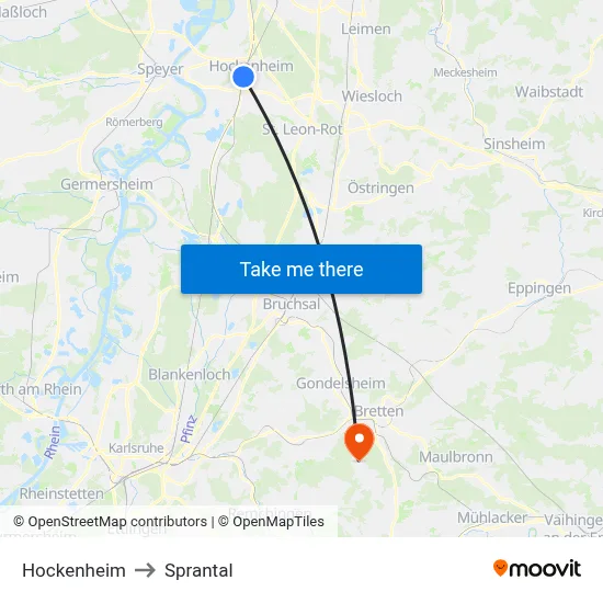 Hockenheim to Sprantal map