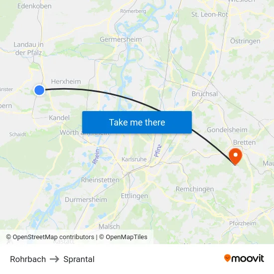 Rohrbach to Sprantal map