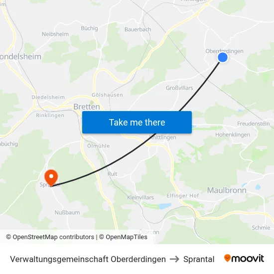 Verwaltungsgemeinschaft Oberderdingen to Sprantal map