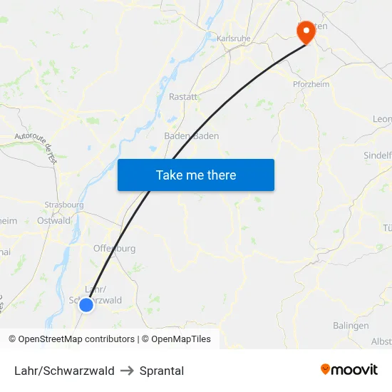 Lahr/Schwarzwald to Sprantal map