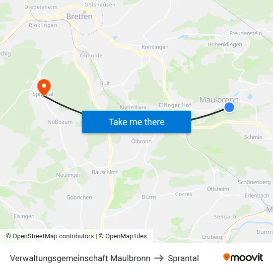 Verwaltungsgemeinschaft Maulbronn to Sprantal map
