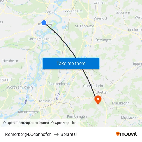 Römerberg-Dudenhofen to Sprantal map