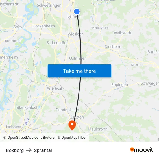 Boxberg to Sprantal map