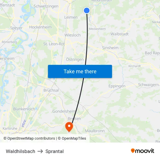 Waldhilsbach to Sprantal map