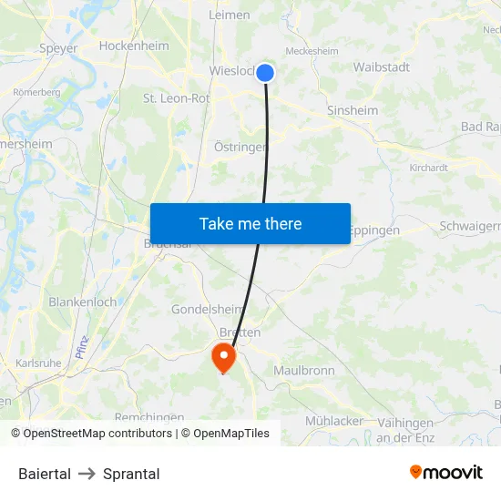 Baiertal to Sprantal map