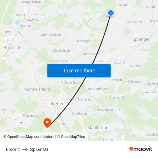 Elsenz to Sprantal map