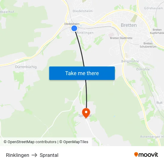 Rinklingen to Sprantal map