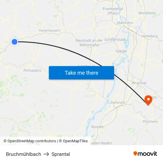 Bruchmühlbach to Sprantal map