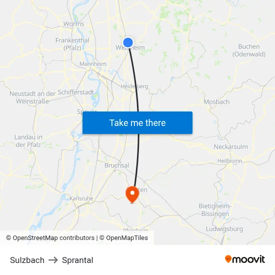 Sulzbach to Sprantal map