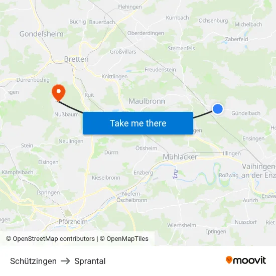Schützingen to Sprantal map