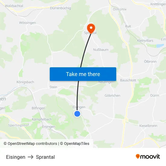 Eisingen to Sprantal map