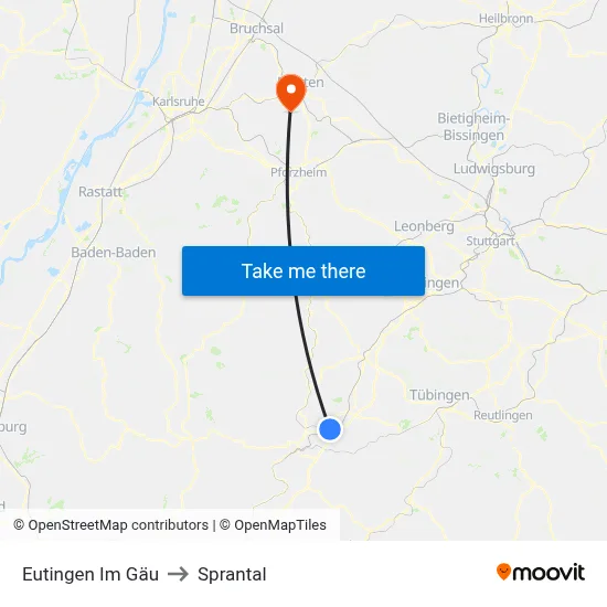 Eutingen Im Gäu to Sprantal map