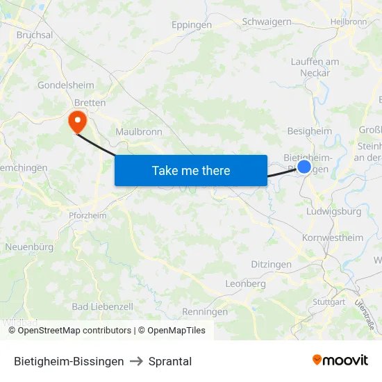 Bietigheim-Bissingen to Sprantal map