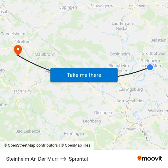 Steinheim An Der Murr to Sprantal map