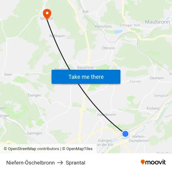 Niefern-Öschelbronn to Sprantal map
