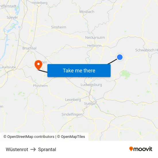 Wüstenrot to Sprantal map
