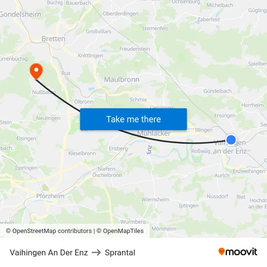Vaihingen An Der Enz to Sprantal map