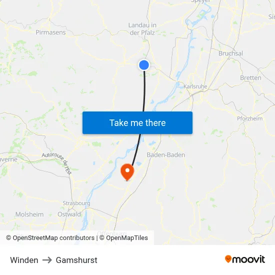 Winden to Gamshurst map