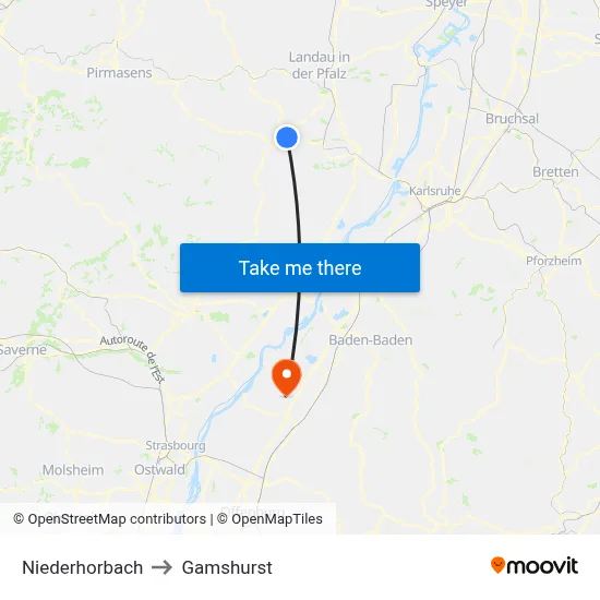 Niederhorbach to Gamshurst map