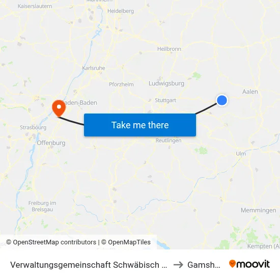 Verwaltungsgemeinschaft Schwäbisch Gmünd to Gamshurst map