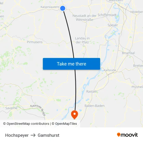 Hochspeyer to Gamshurst map