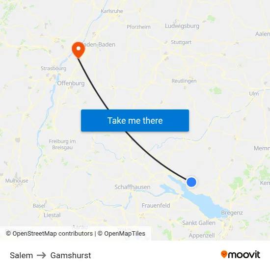 Salem to Gamshurst map
