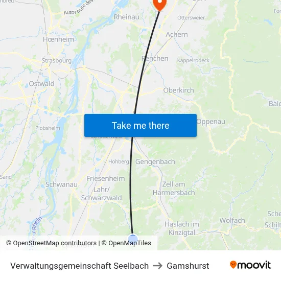 Verwaltungsgemeinschaft Seelbach to Gamshurst map