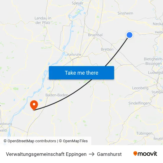 Verwaltungsgemeinschaft Eppingen to Gamshurst map