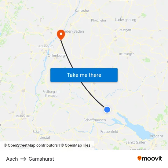 Aach to Gamshurst map