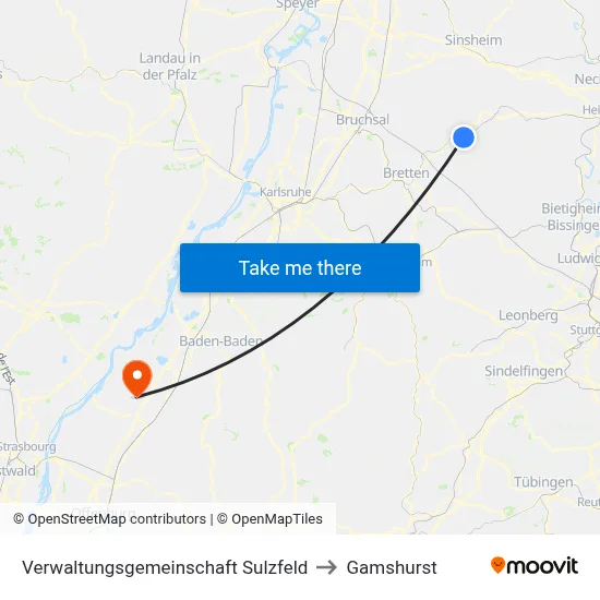 Verwaltungsgemeinschaft Sulzfeld to Gamshurst map