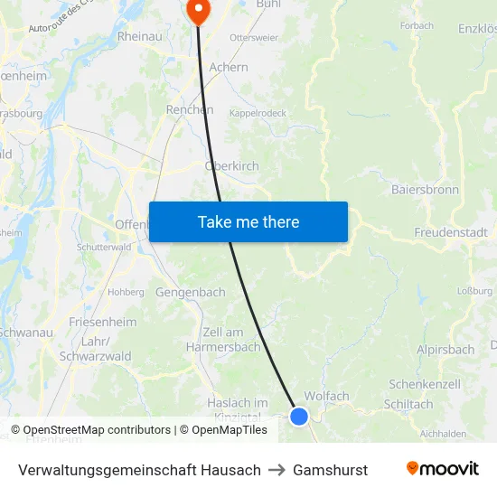 Verwaltungsgemeinschaft Hausach to Gamshurst map