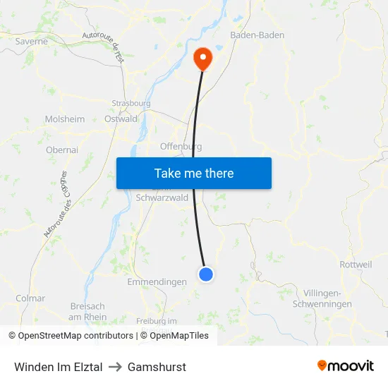 Winden Im Elztal to Gamshurst map