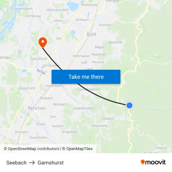 Seebach to Gamshurst map
